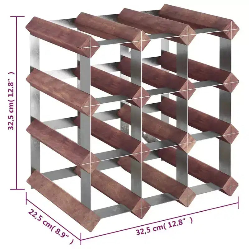 Countertop Wine Rack Bottle Holder with Solid Wood and Metal Frame