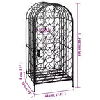 Floor Standing Wine Rack with Glass Hooks – Wrought Iron, Black