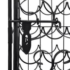 Floor Standing Wine Rack with Glass Hooks – Wrought Iron, Black