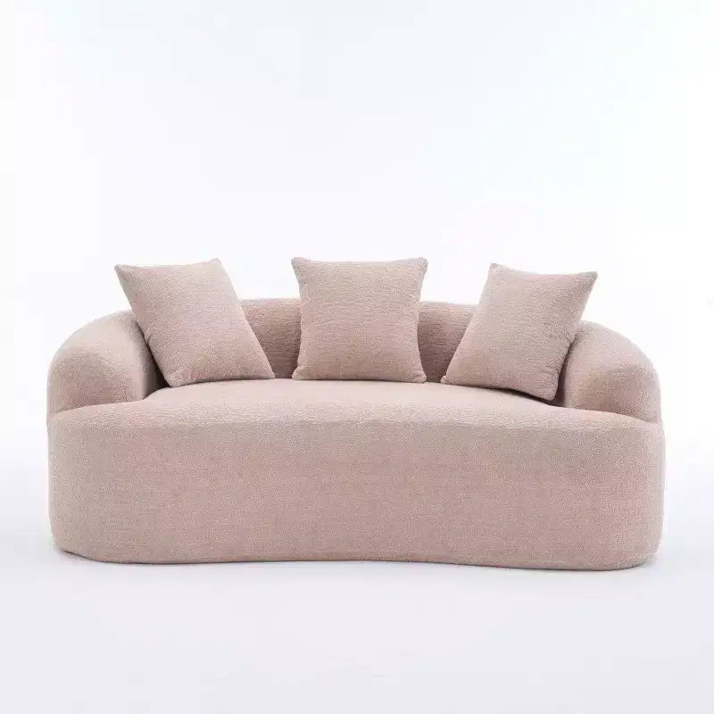 65-Inch Curved Loveseat Sofa with 3 Pillows, Chenille Upholstery, No Assembly Required