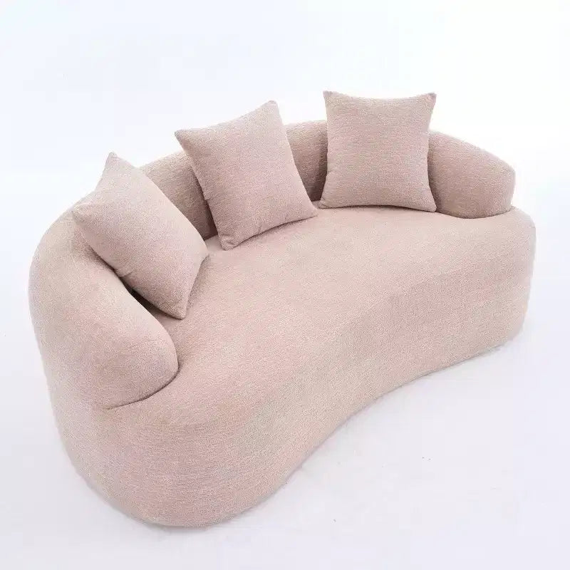 65-Inch Curved Loveseat Sofa with 3 Pillows, Chenille Upholstery, No Assembly Required