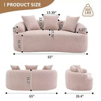 65-Inch Curved Loveseat Sofa with 3 Pillows, Chenille Upholstery, No Assembly Required