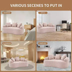 65-Inch Curved Loveseat Sofa with 3 Pillows, Chenille Upholstery, No Assembly Required
