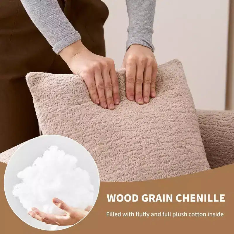 65-Inch Curved Loveseat Sofa with 3 Pillows, Chenille Upholstery, No Assembly Required