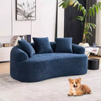 65-Inch Curved Loveseat Sofa with 3 Pillows, Chenille Upholstery, No Assembly Required