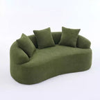 65-Inch Curved Loveseat Sofa with 3 Pillows, Chenille Upholstery, No Assembly Required