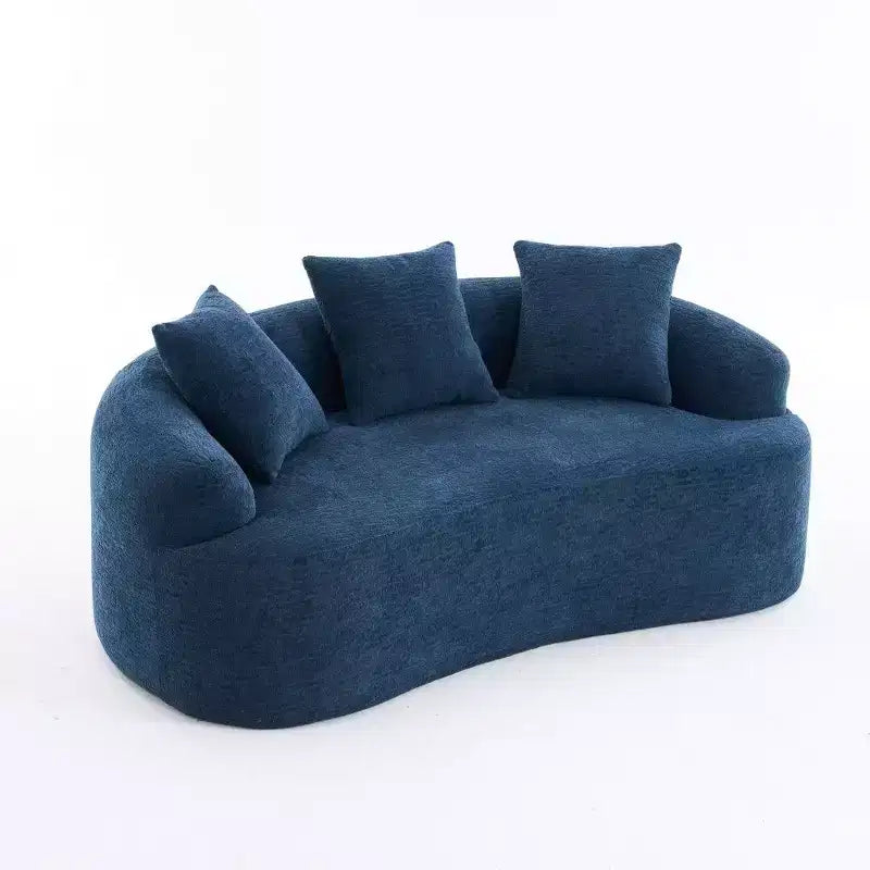 65-Inch Curved Loveseat Sofa with 3 Pillows, Chenille Upholstery, No Assembly Required