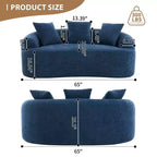 65-Inch Curved Loveseat Sofa with 3 Pillows, Chenille Upholstery, No Assembly Required
