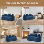 65-Inch Curved Loveseat Sofa with 3 Pillows, Chenille Upholstery, No Assembly Required