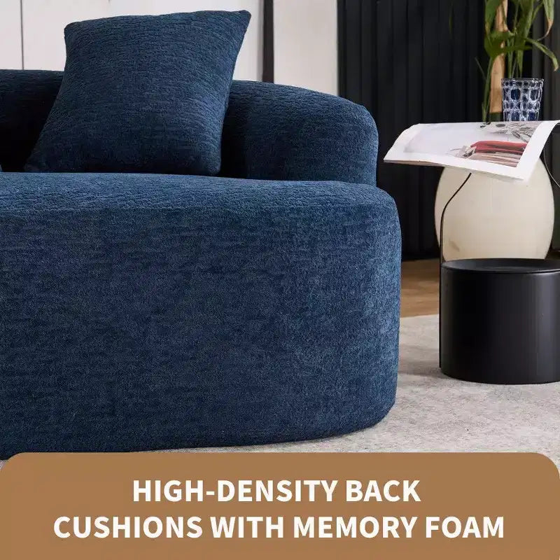 65-Inch Curved Loveseat Sofa with 3 Pillows, Chenille Upholstery, No Assembly Required