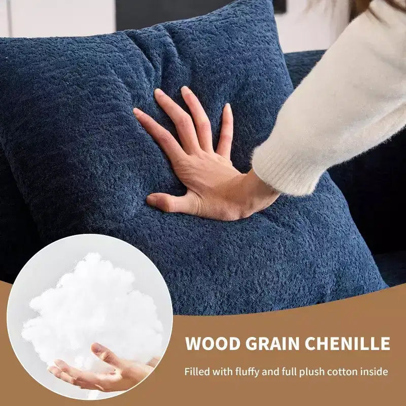 65-Inch Curved Loveseat Sofa with 3 Pillows, Chenille Upholstery, No Assembly Required