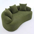 65-Inch Curved Loveseat Sofa with 3 Pillows, Chenille Upholstery, No Assembly Required