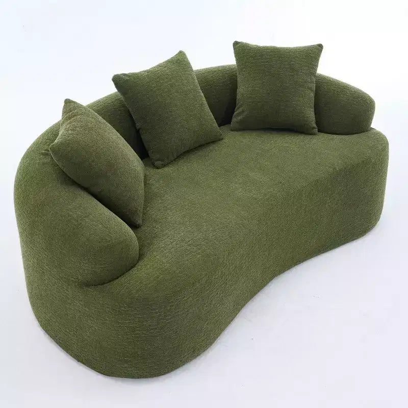 65-Inch Curved Loveseat Sofa with 3 Pillows, Chenille Upholstery, No Assembly Required