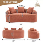 65-Inch Curved Loveseat Sofa with 3 Pillows, Chenille Upholstery, No Assembly Required