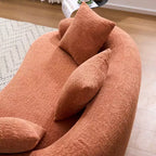 65-Inch Curved Loveseat Sofa with 3 Pillows, Chenille Upholstery, No Assembly Required