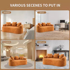 65-Inch Curved Loveseat Sofa with 3 Pillows, Chenille Upholstery, No Assembly Required