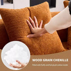 65-Inch Curved Loveseat Sofa with 3 Pillows, Chenille Upholstery, No Assembly Required