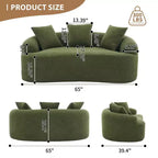 65-Inch Curved Loveseat Sofa with 3 Pillows, Chenille Upholstery, No Assembly Required