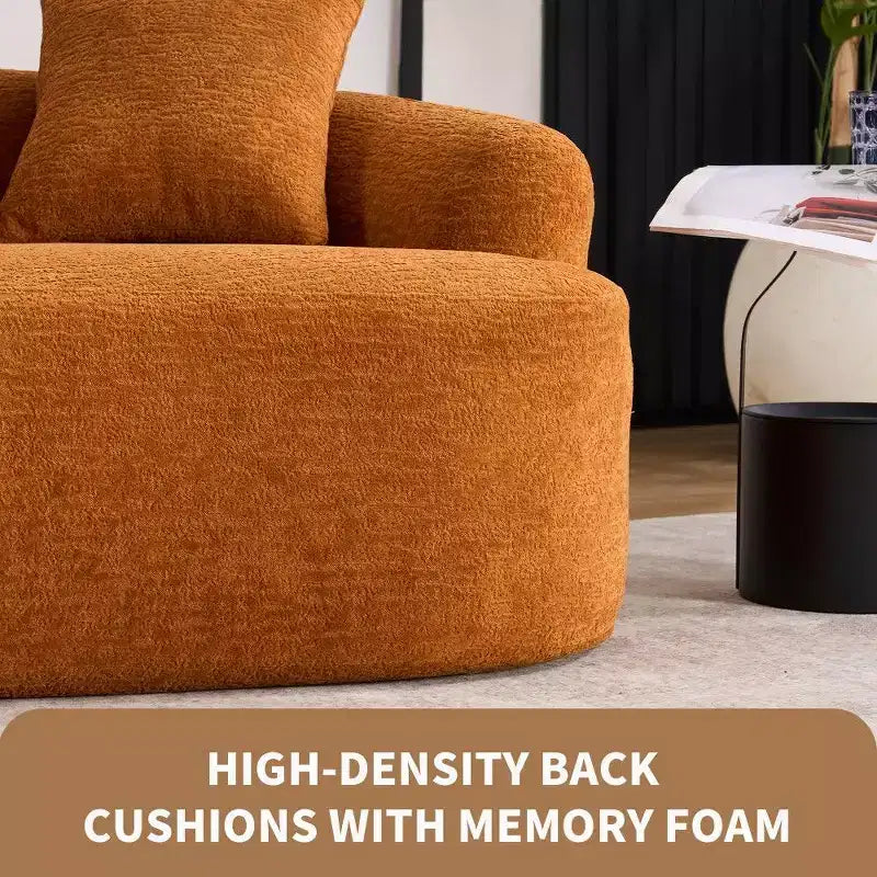 65-Inch Curved Loveseat Sofa with 3 Pillows, Chenille Upholstery, No Assembly Required