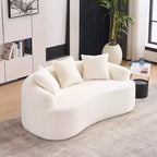 65-Inch Curved Loveseat Sofa with 3 Pillows, Chenille Upholstery, No Assembly Required