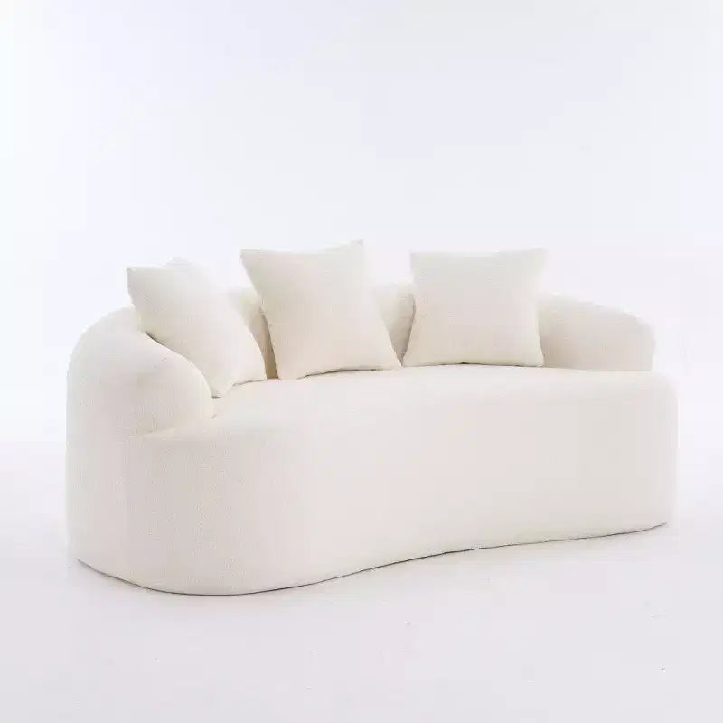 65-Inch Curved Loveseat Sofa with 3 Pillows, Chenille Upholstery, No Assembly Required