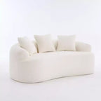 65-Inch Curved Loveseat Sofa with 3 Pillows, Chenille Upholstery, No Assembly Required