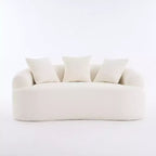 65-Inch Curved Loveseat Sofa with 3 Pillows, Chenille Upholstery, No Assembly Required