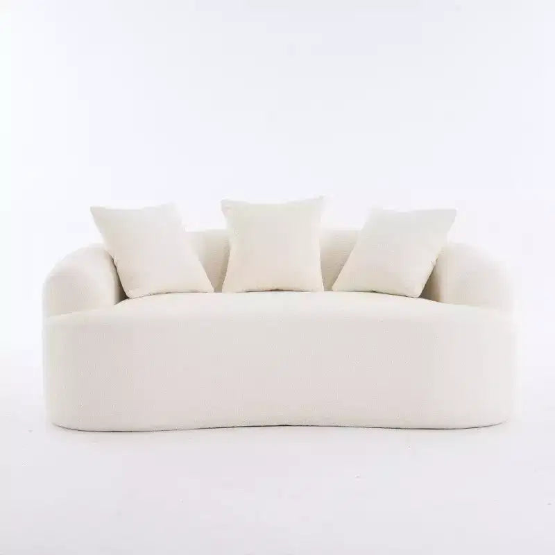 65-Inch Curved Loveseat Sofa with 3 Pillows, Chenille Upholstery, No Assembly Required