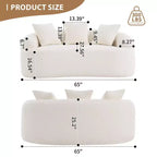 65-Inch Curved Loveseat Sofa with 3 Pillows, Chenille Upholstery, No Assembly Required