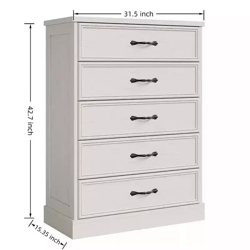 5-Drawer Chest Dresser, 42.7" Tall Storage Cabinet for Bedroom, Living Room and Nursery