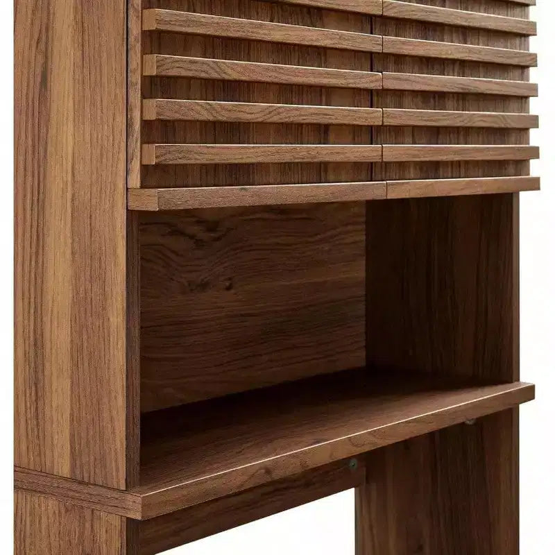 Over-the-Toilet Storage Cabinet with Open Shelf and Slatted Doors
