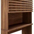 Over-the-Toilet Storage Cabinet with Open Shelf and Slatted Doors