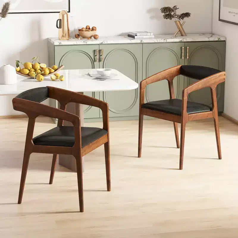 Set of 2 Accent Chairs with PU Leather Upholstery and Armrests