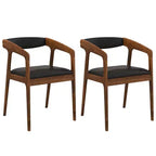 Set of 2 Accent Chairs with PU Leather Upholstery and Armrests