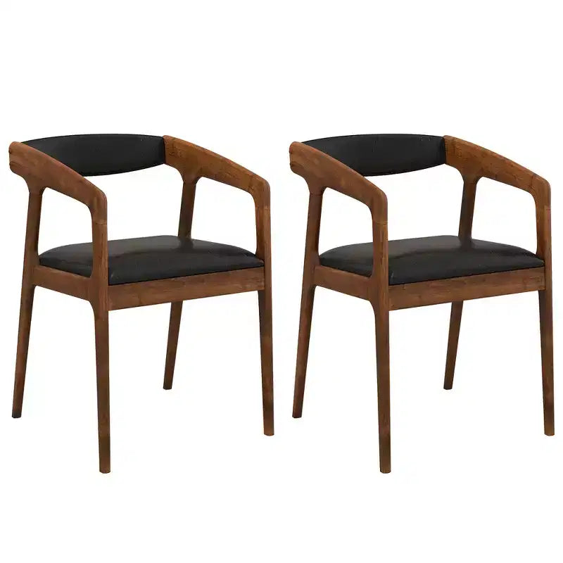 Set of 2 Accent Chairs with PU Leather Upholstery and Armrests