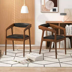 Set of 2 Accent Chairs with PU Leather Upholstery and Armrests