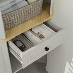 Antique White Corner Pantry Cabinet with 5 Shelves