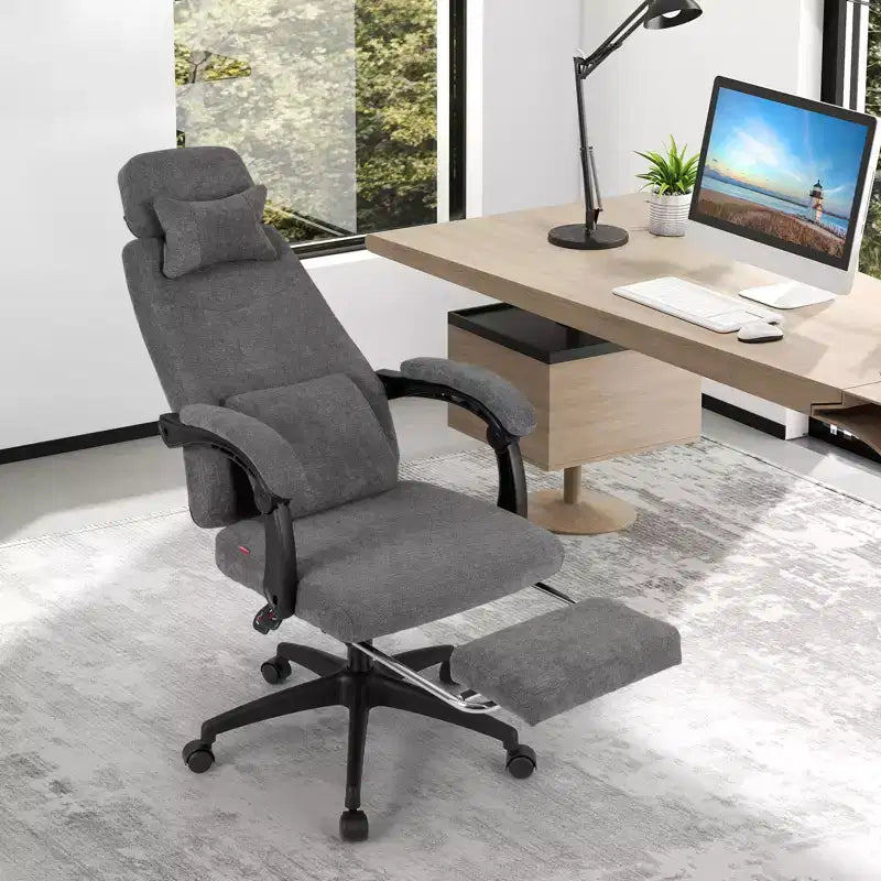 Reclining Home Office Chair with Retractable Footrest and High Back