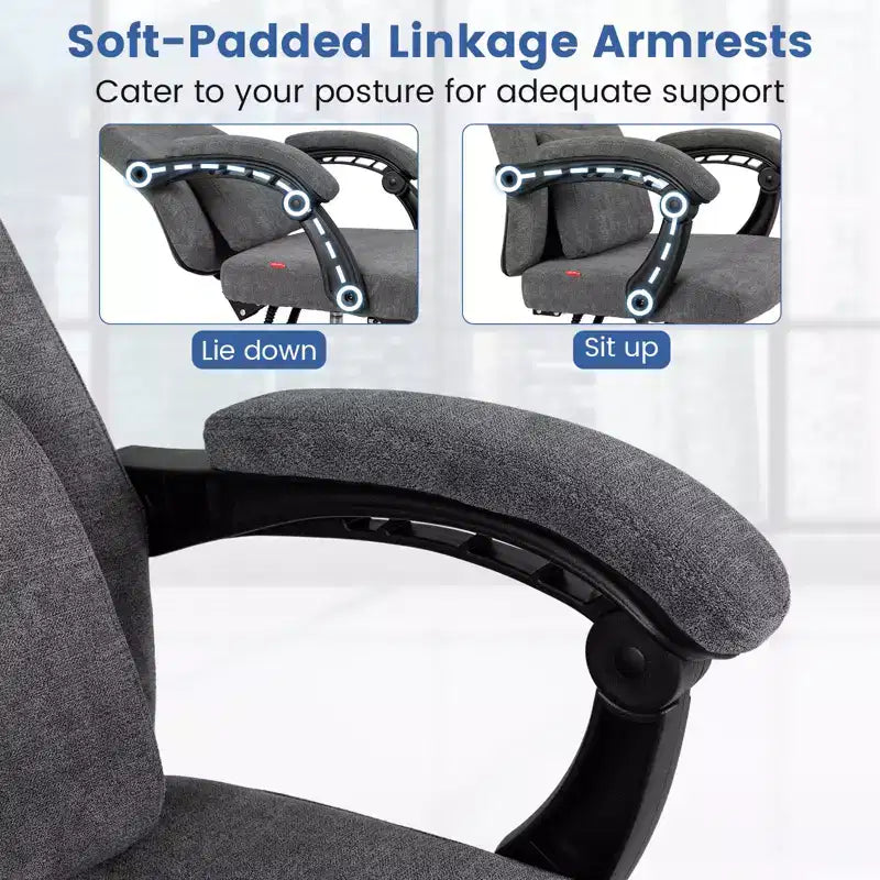 Reclining Home Office Chair with Retractable Footrest and High Back