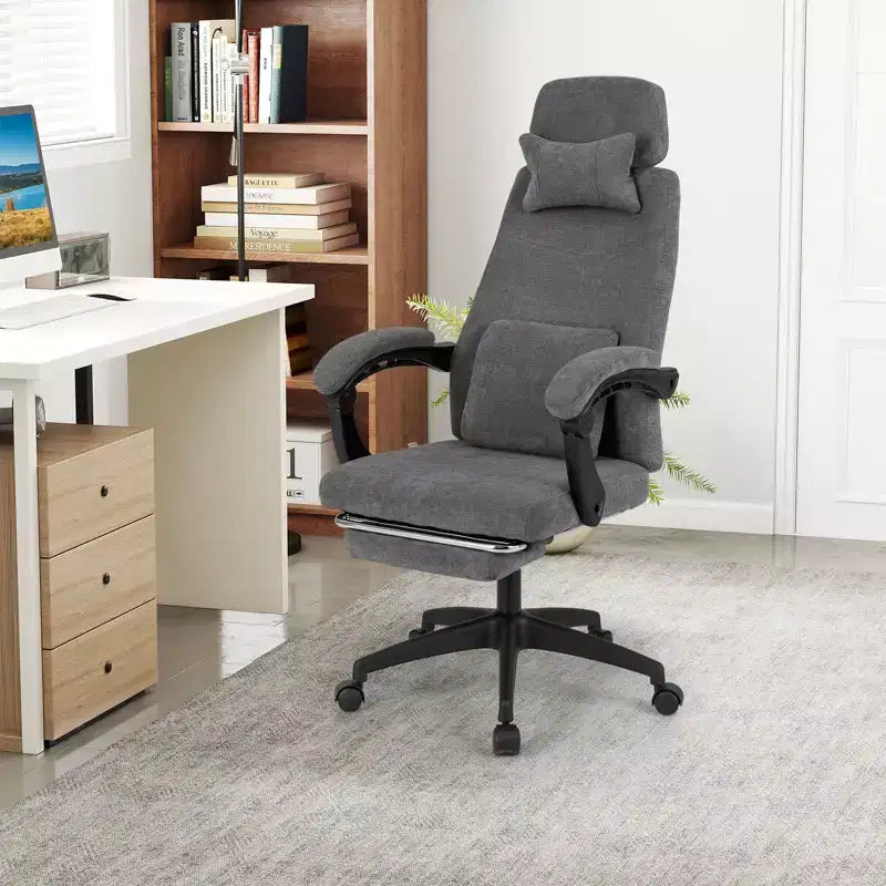 Reclining Home Office Chair with Retractable Footrest and High Back