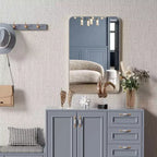 24x36 Inch Rectangle Wall Mirror with Brushed Aluminum Frame and Shatterproof Film