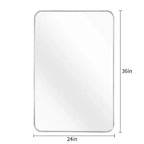 24x36 Inch Rectangle Wall Mirror with Brushed Aluminum Frame and Shatterproof Film