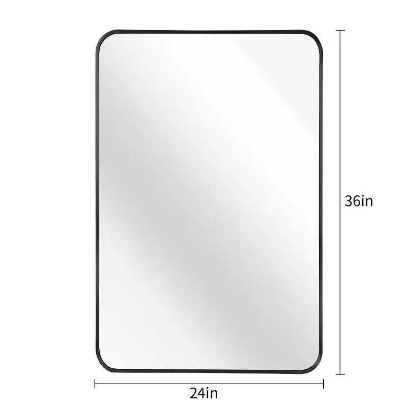 24x36 Inch Rectangle Wall Mirror with Brushed Aluminum Frame and Shatterproof Film