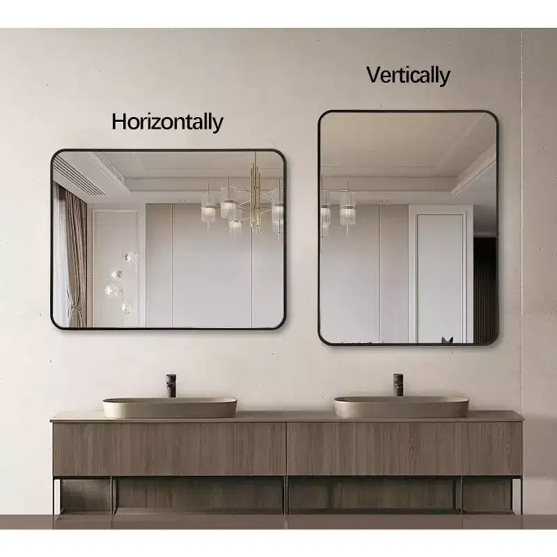 24x36 Inch Rectangle Wall Mirror with Brushed Aluminum Frame and Shatterproof Film