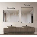 24x36 Inch Rectangle Wall Mirror with Brushed Aluminum Frame and Shatterproof Film