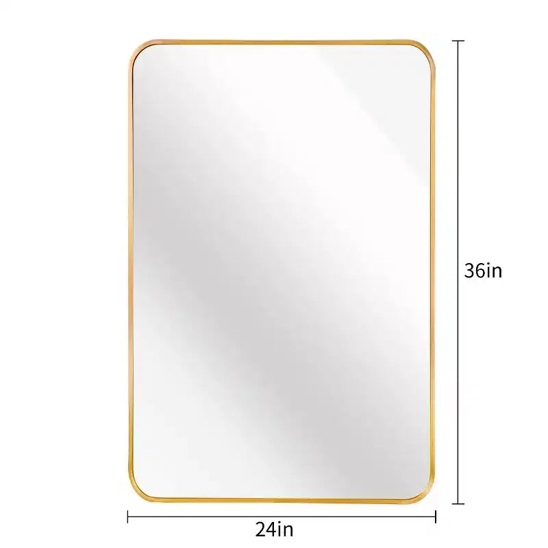 24x36 Inch Rectangle Wall Mirror with Brushed Aluminum Frame and Shatterproof Film