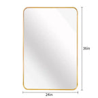 24x36 Inch Rectangle Wall Mirror with Brushed Aluminum Frame and Shatterproof Film