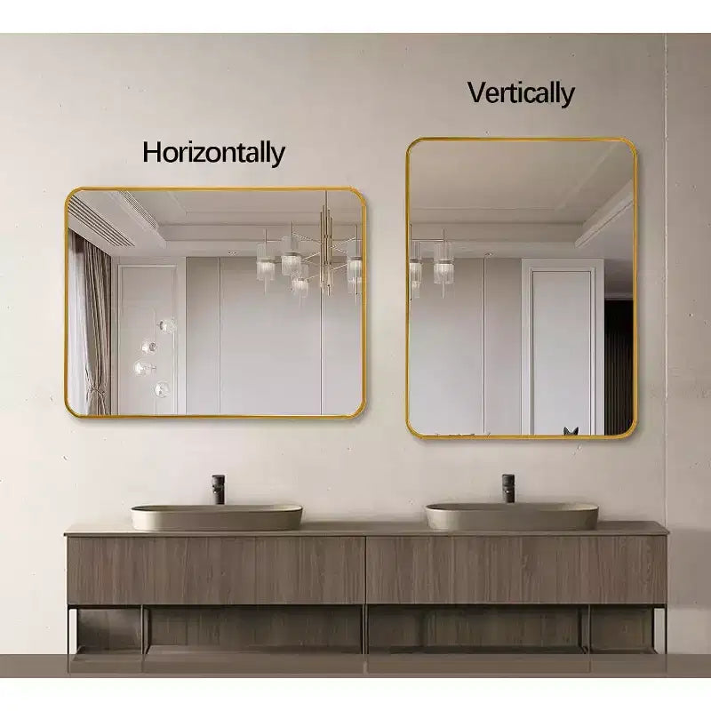 24x36 Inch Rectangle Wall Mirror with Brushed Aluminum Frame and Shatterproof Film