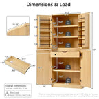 72-Inch Kitchen Storage Cabinet with Door Shelves and Adjustable Shelves
