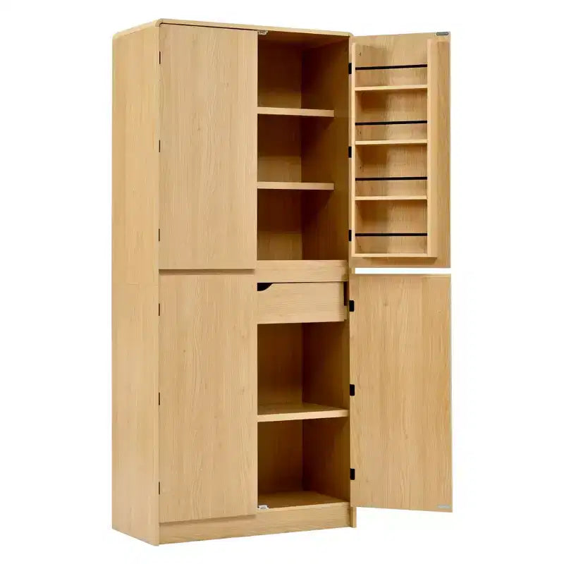 72-Inch Kitchen Storage Cabinet with Door Shelves and Adjustable Shelves